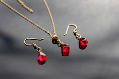 High quality handmade jewelry set handmade glass pomegranate seeds with 18K gold plated stainless steel parts Glass Pomegranate, Persephone Pomegranate, October Jewelry, Pomegranate Earrings, Jewelry Sets Handmade, Male Clothes, Hand Painted Scarves, Silk Gifts, Painted Scarf