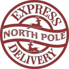 the logo for expresso north pole delivery, which is located in red and white