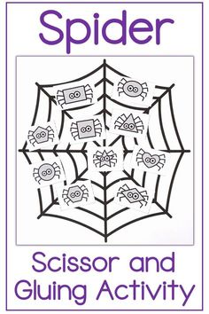 the cover of spider scissor and gluing activity book with pictures of bats