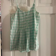 Baby Doll Tank That Was Never Worn. Functional Buttons. Adjustable Straps. Playful Sleeveless Cotton Sleepwear, Playful Sleeveless Summer Sleepwear, Casual Sleeveless Sleepwear, Cute Green Cotton Sleepwear, Cute Green Top For Loungewear, Babydoll Tank, Old Navy Tops, Navy Tops, Baby Doll