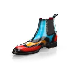 Men`s Luxury Boots 50594 | Girotti Multicolor Leather Boots With Snip Toe, Multicolor Leather Boots, Multicolor Leather Boots With Rubber Sole, Jack G, Luxury Boots, Walking On Clouds, Chelsea Boots Men, Mens Shoes Boots, Green Shoes