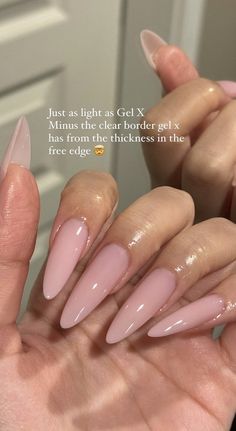 Curved Tip Nails, Narrow Almond Shape Nails, Baby Pink Long Nails, Round Long Nails, Pink Long Almond Nails, Long Oval Nails Acrylics, Oval Acrylic Nails Designs, Xl Almond Nails, Saweetie Nails