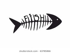 a fish skeleton with the word asia on it's front end, and an image of