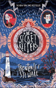 the secret keepers book cover with three people in front of a light house and lighthouse