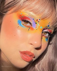 Artsy Makeup, Funky Makeup, Cute Eye Makeup, Bright Makeup, Face Art Makeup, Graphic Makeup, Unique Makeup