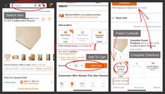 two screens showing the different options for ordering items on their mobile device, and an image of