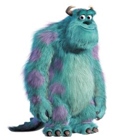 a blue monster with purple spots on it's chest and legs, standing in front of a white background