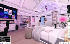 Teenage Bloxburg Rooms, Room Ideas Roblox Bloxburg, Bloxburg Large Bedroom Ideas, Blo Burg House Ideas, Bloxburg House Inspo Outside, Cute Bedroom Ideas In Bloxburg, Bloxburg House Ideas Under 40k, Blocksburg Interior Ideas, Pink Bedroom Ideas Bloxburg