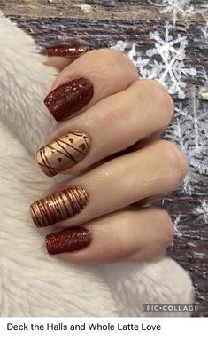 Fancy Nail Art, Fall Gel Nails, Valentine Nails, Gold Nail, Thanksgiving Nails, 2023 Trends, Nails 2023, Nail Designs Glitter