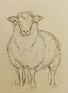 a drawing of a sheep standing in the snow