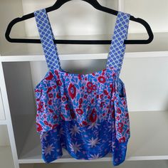 Nwot. Warm Ny Blue & Purple Floral 100% Silk Tank Top. Size 1 (Fits Size S/2-4). Tts. Blue Printed Silk Tops, Blue Silk Summer Tops, Blue Silk Tops For Summer, Silk Tank Top, Silk Tank, Purple Floral, Blue Purple, Blue And Purple, Tank Top