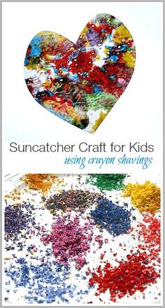 the suncather craft for kids using crayon shavings is an easy and fun art project