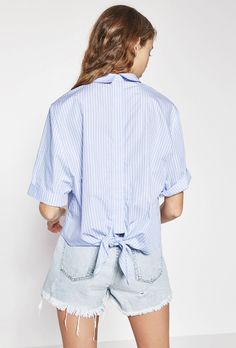 21 Tie-Back Tops to Buy Right Now | StyleCaster Short Sleeve Blouses, Best Places To Shop, Places To Shop, Tie Top, European Style, Short Sleeve Blouse, Denim Shirt, Plaid Shirt