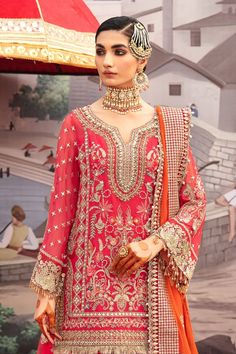 Contemporary Pakistani Wedding Outfit: Pink Sharara Kameez Edition Tissue Design, Net Sharara, Organza Sharara, Bridal Sharara, Sharara Dress, Silk Sharara, Pink Sharara, Pakistani Party Wear, Chiffon Sleeves