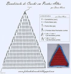 a crocheted triangle is shown with instructions