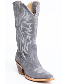 Cowgirl Boots - Country Outfitter Suede Western Boots, Boots Country, Embroidery Cushion, Boot Barn, Fashionable Snow Boots, Boots Square Toe, Rounded Toe Boots, Cowboy Boots Women, Grey Suede