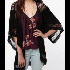 Brand New With Tags! Bohemian Black Outerwear For Layering, Black Summer Outerwear For Daywear, Clothes Reference, The Reformation, Lace Kimono, Classic Jacket, Classy Style, Decor Essentials, Flowy Top