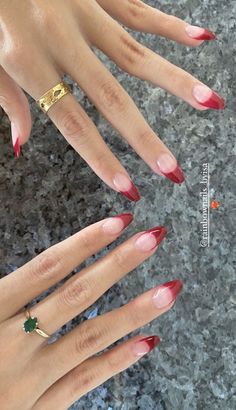 Funky Red Nails, Soft French Tip Nails, Hair Stripes, Bday Nails, Finger Art, Soft Nails, Get Nails, Nails 2024