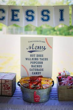 a baseball themed birthday party with candy