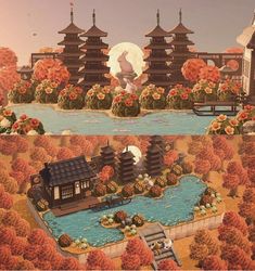 Best ACNH Animal Crossing Island Layout ideas Acnh Pagoda Ideas, Acnh Zen Path Design, Animal Crossing Island Layout Ideas, Island Layout Ideas, Animal Crossing Island Layout, Anime Island, Cottagecore Animals, Fairy Island