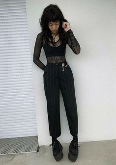 Office Punk, Formal Uniform, Fest Outfits, Chain Loop, Pinstripe Pants, Neue Outfits