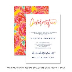 an orange and pink floral wedding card with the words, one direction on it's front