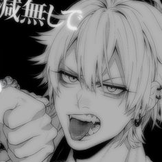 an anime character with blonde hair holding a knife and looking at the camera while pointing his finger