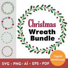 christmas wreath bundle svg and png