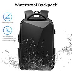 This trendy anti-theft backpack is an excellent choice for those who want to make sure their laptop or belongings remain safe when out of home. There are two compartments on the backpack, one for 15-inch laptops and the other for 12-inch tablets. Using anti-impact board inside, the backpack gives it strength against impact and better protection. Its password protected lock ensures your privacy and great security against theft. The external USB charging port allows you to charge your phone on the go. PRODUCT HIGHLIGHTS Water-resistant and shock proof Fits 15.6 inches laptop with ease Material: Polyester Can be opened 180 degrees Regular size measures 12.6''L x 4.7''W x 17.7''H. Updated bag can be extended to 8.7'' in width SKU 82009 Cool Backpacks For Men, Business Travel Bag, Waterproof Laptop Backpack, Designer Leather Bags, Laptop Design, Smart Glass, Unique Knives, Men Backpack, Anti Theft Bag