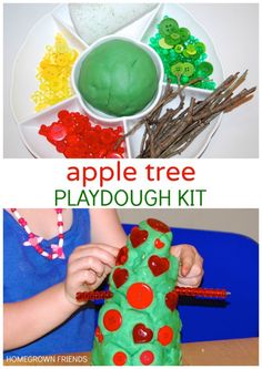 this is an apple tree playdough kit for toddlers to make it's own