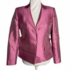 "Anne Klein Wool Silk Blazer Jacket 4 Petite Purple Lace Up Pockets Two Buttons Brand: Anne Klein Made in China Size 4P 57% Wool, 43% Silk Measurements: Chest: 17\" underarm to underarm Sleeve length: 22\" Length: 21\" from shoulder to hem Pre-owned No defects noted" Silk Blazer, Pink Peacock, Purple Lace, Silk Wool, Womens Blazers, Anne Klein, Vintage Boutique, Blazer Suit, Blazer Jacket