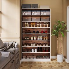 a living room filled with lots of shoes