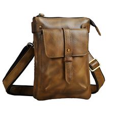 Woosir Vintage Genuine Leather Messenger Bag for Men Leather Satchel With Pockets For On-the-go, Men’s Satchel, Brown Vintage Satchel For On-the-go, Vintage Distressed Brown Leather Satchel, Rugged Leather Bag With Zipper Pocket, Rugged Brown Bag With Zipper Pocket, Distressed Brown Leather-lined Satchel Shoulder Bag, Vintage Messenger Bag, Messenger Bag Men