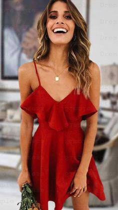 https://www.simple-dress.com/a-line-spaghetti-straps-criss-cross-short-red-homecoming-dress.html Red Homecoming Dresses Short, Simple Party Dress, Red Spaghetti, Red Homecoming Dresses, Make Your Own Dress, Short Gowns, Red Dress Women