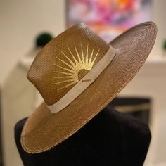 Hand Made And Painted In Tulum Mexico Nwot The Inside Circumference Is 22” And The Brim Is 4” Size Large Questions? Leave A Comment Below. Large Hats, Tulum Mexico, Straw Hat, Tulum, Brown Gold, Straw, Hand Made, Size Large, Women Accessories