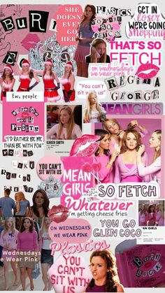 a collage of girls in pink and black with the words mean so fetch written on them