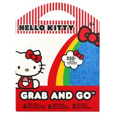 hello kitty grab and go card game with hello kitty on the front, rainbow in the background