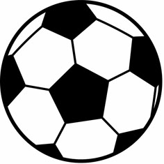 a black and white soccer ball is shown in the shape of a circle on a white background