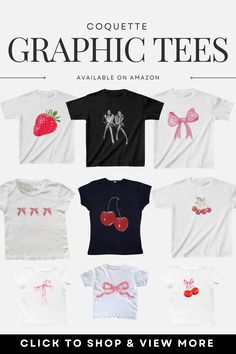 Click to view these cute coquette style graphic tees available on Amazon.