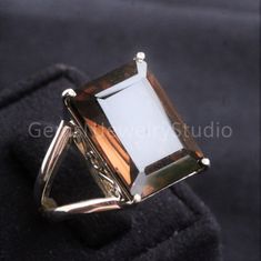 Gemstone - Smoky quartz Gemstone Size - 15x20 mm rectangle  Metal - 925 Sterling Silver Each Ring made with Precision and love, these rings are perfect for everyday use and a perfect accessory to wear at every occasion.  Please mention in buyers not if you want to select gemstone of your choice. Rings can be customized on request and gemstone can be switched to any other as per requirement.  Other beautiful designs uploaded with fabulous gemstones. kindly visit my store to view the complete coll Luxury Topaz Ring With Rectangular Stone For Gift, Luxury Rectangular Topaz Ring For Gift, Luxury Rectangular Topaz Ring As Gift, Luxury Rectangular Topaz Ring Gift, Sterling Silver Topaz Ring With Rectangular Stone For Formal, Formal Sterling Silver Topaz Ring With Rectangular Stone, Elegant Silver Rectangular Crystal Ring, Elegant Octagon Topaz Ring Gift, Elegant Octagon Topaz Ring For Gift