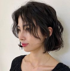 Medium Short Haircuts For Women With Bangs, Short Modern Shag Haircuts, Short Haircut For Summer, Short Hair For Women 2023, Interesting Bob Haircuts, Wavy Haircut Ideas Short, Tomboy Haircut Thick Hair, Short Womans Hair Cuts, Short Hairstyles For Naturally Wavy Hair