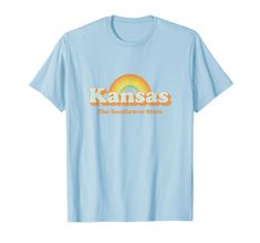 PRICES MAY VARY. Looking for a retro Kansas T-Shirt with a classic vintage old school worn & distressed 70s looking design? This tshirt makes perfect gifts for those who love Kansas & an awesome gift tee for those who call Kansas home. Order a size up if you prefer a loose fitting tee. Kansas T Shirt for men, women, kids & plus size tees & those from Wichita Overland Park Kansas City Olathe Topeka Lawrence Shawnee Manhattan Lenexa Salina & all great KS cities. Lightweight, Classic fit, Double-ne Vintage Summer T-shirt With Funny Text, Retro Soft-washed T-shirt For Fan Merchandise, Retro Blue Soft-washed T-shirt, 70s Rainbow, Rainbow Tee, Plus Size Tees, Vneck Tshirt Women, Charlotte Nc, Tee Design