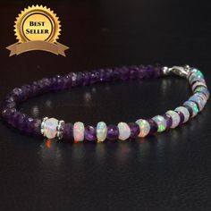 Add a touch of natural beauty to your collection with our stunning Amethyst and Ethiopian Opal bracelet! 💜✨ Handcrafted with 925 sterling silver and faceted beads, this piece is a must-have for any jewelry lover. Get yours now for only $92.39! 💸 #AmethystBracelet #OpalJewelry #SterlingSilver #NaturalBeauty #FacetedBeads #EthiopianOpal #Amethyst Chrysoprase Jewelry, Ethiopian Opal Jewelry, Gift Bracelet, Opal Earrings Stud, Opal Studs, Opal Beads, Opal Bracelet, Amethyst Jewelry, Amethyst Bracelet