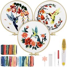 julebroderier - Google Shopping Hummingbird And Flower, Hummingbird Flowers, Bird Theme, Embroidery For Beginners, Selling Products, Flower Embroidery