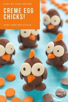 an image of some chocolate birds with orange candies