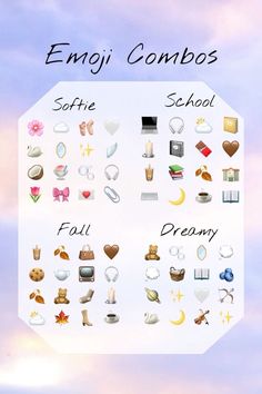 the emoj combos are all in different colors and sizes, including blue sky