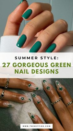 27 stunning green nail designs, perfect for adding a pop of color to your summer style. From soft mint to vibrant emerald, these designs will inspire you to refresh your manicure game. Click to explore these gorgeous nail art ideas and find your perfect summer look. Fun Summer Nails Green, Bright Green Nails Designs Summer, Green Summer Nails Designs, Like Green Chrome Nails, Green Summer Nails 2024, Forth If July Nails Easy, Stiletto Shaped Nails