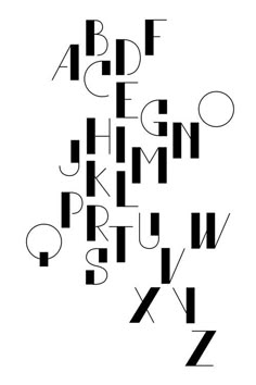 some type of font that is black and white with the letters in different languages on it