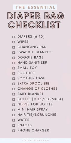 the essential diaper bag checklist for babies and toddlers to help with their diapers