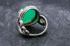 Artistic Green Ring set with a Natural Chrysoprase - Australian Chrysoprase - this is a real Chrysoprase and rare on Etsy - with natural inclusions & perfect green color, in a big size 20x15mm, 15 Carats. Vintage Ring design made of Solid 925 Sterling Silver ☞ made to last. Matching Earrings & Matching Pendant - please ask me May Birthstone - Genuine & Natural Stones ❀ ⌛Last 2 Rings left ⌛ ❀ Each Natural Gem is unique & will have Slight variations from the product pictures "no two Natural Stones Luxury Chrysoprase Gemstone Ring, Luxury Chrysoprase Rings For Formal Occasions, Luxury Chrysoprase Emerald Ring, Luxury Formal Chrysoprase Rings, Luxury Chrysoprase Ring As A Gift, Rings Green, Chrysoprase Ring, Green Ring, Green Rings